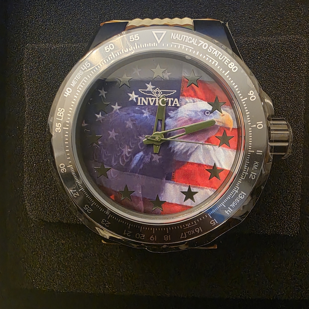 Invicta Aviator Freedom Flyer Watch with American Flag and Eagle Design